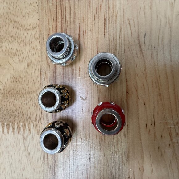 Brighton Set Of 5 Beads & Spacers Silver Black Red Gold Crystal Accents - Picture 3 of 16